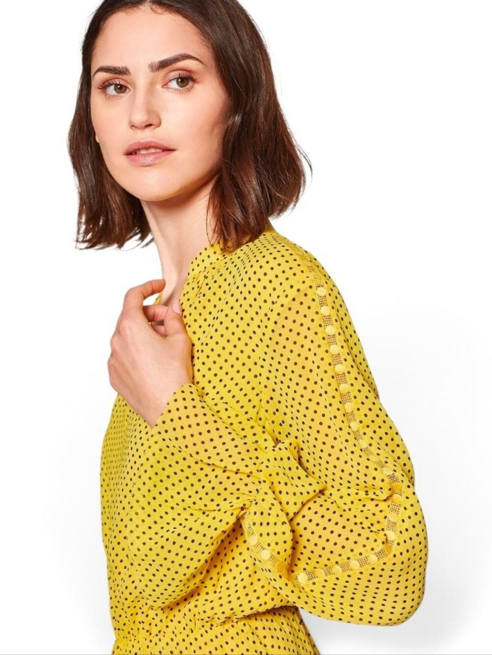JOIE Silk Daeven Yellow Polka Dot Belted Dress - XS